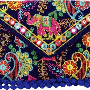 Clutch Bags for Women - Rajasthani Hand Embroidered Mini Crossbody Bag Women's C